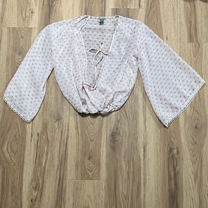 Charlotte Russe Light Pink & Salmon Patterned Floral Blouse XS